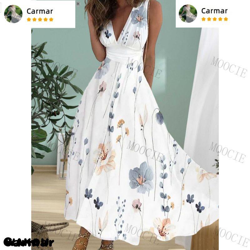 Women's Long Dress Maxi Dress Casual Dress Swing Dress A Line Dress Floral Fashion Streetwear Outdoor Daily Date Print Sleeveless V Neck Dress