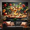 2D-Fläche einteiliger lebendiger italienischer Pizzaparty-Hintergrund geeignet für Heimdekoration und Geburtstagsfeiern