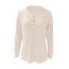 Women's Fashion Color V-Neck Button Loose Long Sleeve T-Shirt Top