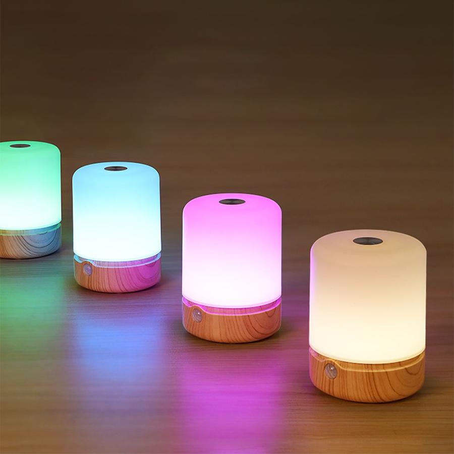LED Night Light Touch Light Sensor Control Portable USB Powered Color Changing Atmosphere Lamp for Bedside Bedroom Living Room