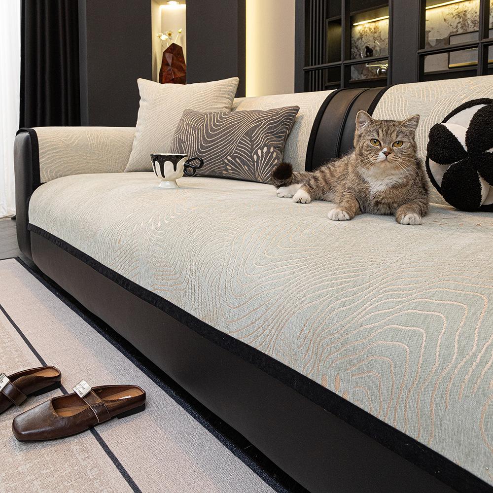 French Chenille Retro Sofa Cushion Simple High-End Light Luxury New Non-Slip Straight Row Sofa Cover Backrest Towel Cover Towel