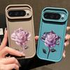 Crystal Rose Flower Pattern Soft TPU Matte Case For Google Pixel 9 Pro XL 8 Pro 8A Solid Color Shockproof Lens Protection Phone Cover