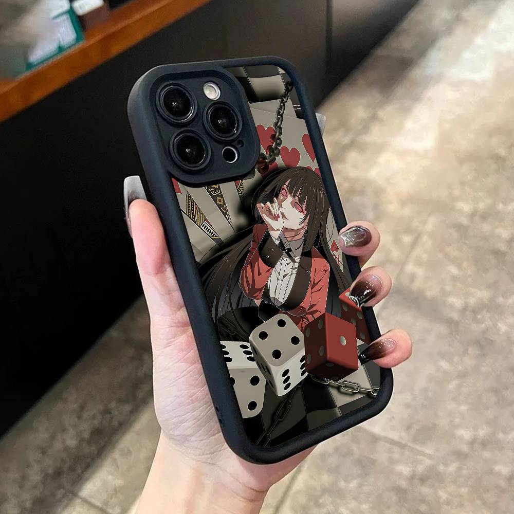 Yumeko Jabami K-Kakegurui Phone Case For iPhone 17,16,15,14,13,12,11,Pro,Max,Plus,X,XS,SE4,E,Mini Black Thickened border Case