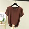 Women's Crew Neck Short Sleeve T-Shirt Regular Fit High Stretch Modal Fabric Solid Color Summer Casual Layering Basic Top