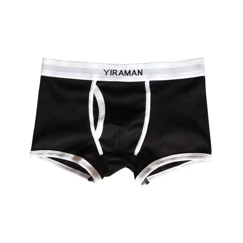 Men's Cotton Flat Corner Pants Ribbed Cotton Minimalist White Oversized Underwear High Elasticity Four Corner Underwear