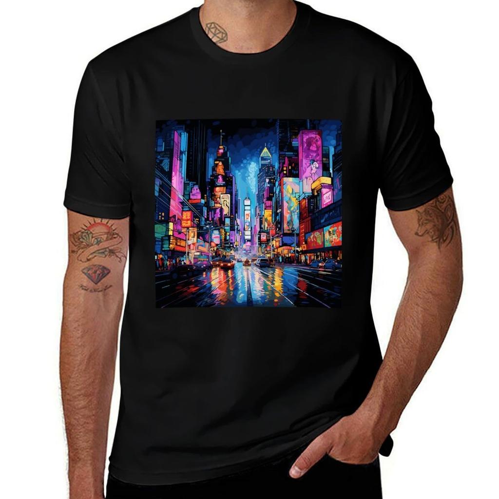 Neon Metropolis Rush TShirt Work Casual Loose Fit TShirt