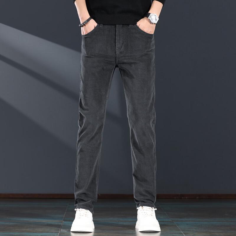 JieLeNuo Men s Corduroy Slim Straight Pants 29