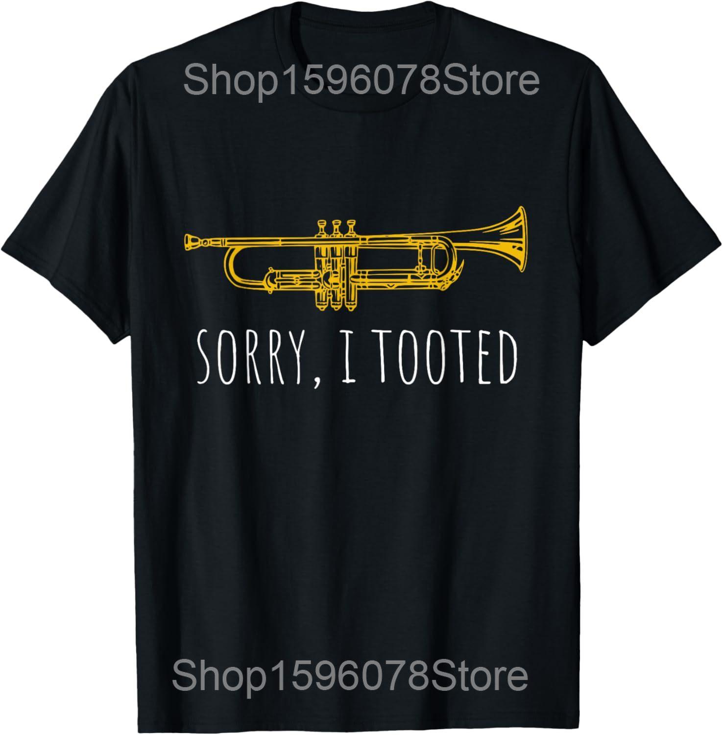 Funny Trumpet Player Musician Playing T Shirts Men Cotton Humor Streetwear Tee Shirt Short Sleeve Unisex Loose Clothing S