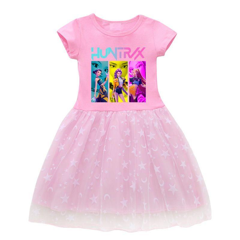 Vestido de K-Pop para Niñas "Hunter": Vestido de Princesa de Tul de Manga Corta para Niñas de Verano