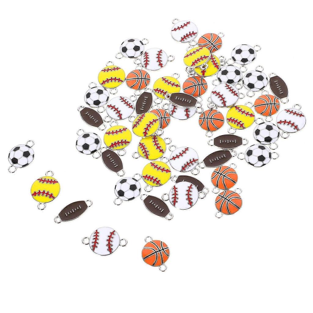 Schmuckherstellung Anhänger Sportball Anhänger Gemischter Stil Verschiedene Farben Hängende Anhänger Kugelform DIY Schmuckhersteller 50 Stück