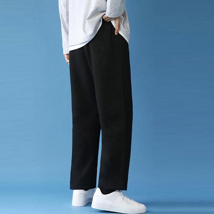 Li Ning Solid Color Logo Print Straight Leg Loose Sports Pants Men Bottoms Black AKLRB57-1