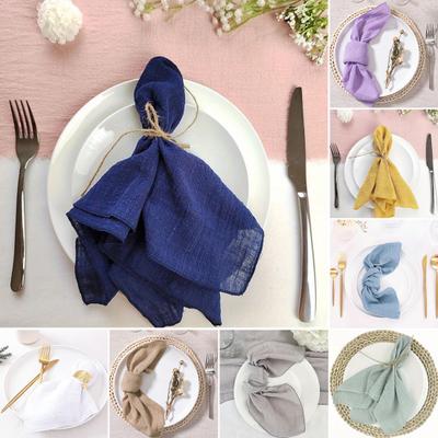 Boho-Gaze-Servietten, waschbare Baumwoll-Gaze-Servietten, rustikaler Stil, einfarbige Servietten für Babyparty, Hochzeit, Teeparty-Dekoration