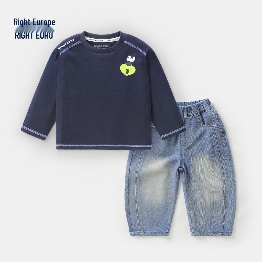 Camiseta de Algodão Puro de Manga Comprida para Meninos 2026 - Camada Base Tendência Primavera e Outono