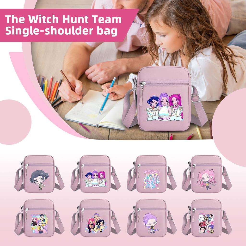 Cartoon Printed Boy And Girl Colorful Small Square Bag, Casual And Popular, Cute Women's Shoulder Bag