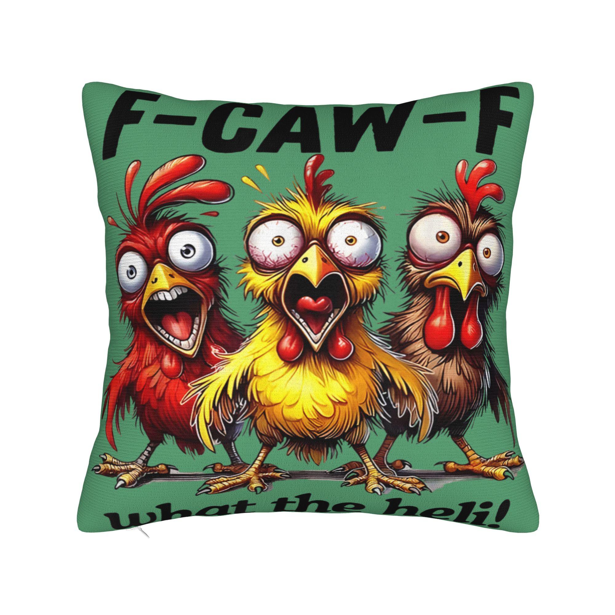 

Chicken F-CAW-F Pillowcases Vintage Pillow Case For Sofa Car Home Decor Comfy Pillow Cover 12x12Inch