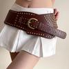 Rivet Studded Belt for Women Men Unisex Vintage Punk Cincher Belt for Jeans Pants Teens Decorative PU Leather Waistband