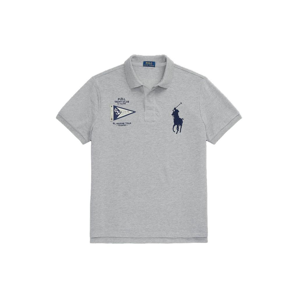 Polo Ralph Lauren SS23 Brand Logo Embroidered Straight-Cut Short Sleeve Polo Shirt Men tops Gray MNPOKNI1N822430-020