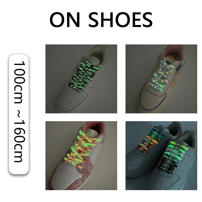 Flat Luminous Shoelace Fluorescent Shoelaces for Sneakers Glow In The Dark Night Shoe Laces for AF1 Shoestrings Buckle Decoratio