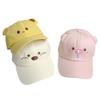 Casual Embroidery Sunshade Duckbill Caps Cartoon Pink Pig Sunshade Hat Adjustable Summer Cap for Women