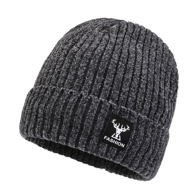 Knitted Hat For Men With Letter R Design Warm Windproof Winter Cap For Casual Style