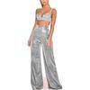 Women's Personalized Street High Waist Hot Silver Wide Leg Pants