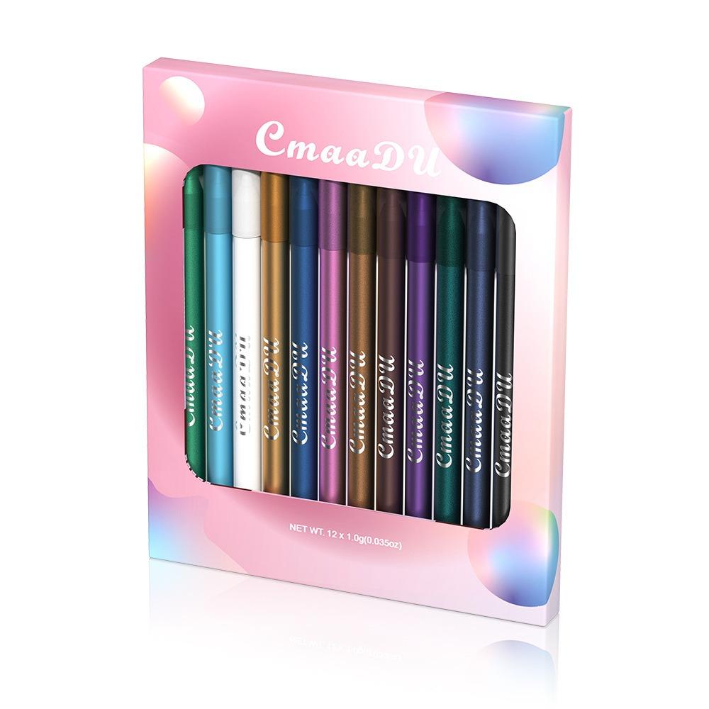 12 Kleuren Matte Gel Eyeliner Potlood Set Waterdicht Smoky Blauw Zwart Kleurrijk Liggende Zijderups Oogschaduw Gladde Gel Pigmenten pink