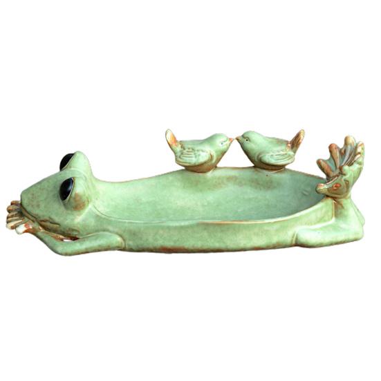 Frog Shaped Bee Feeder Cute Ceramic Resin Feeder Garden Watering Cup Succulent Flower Pot