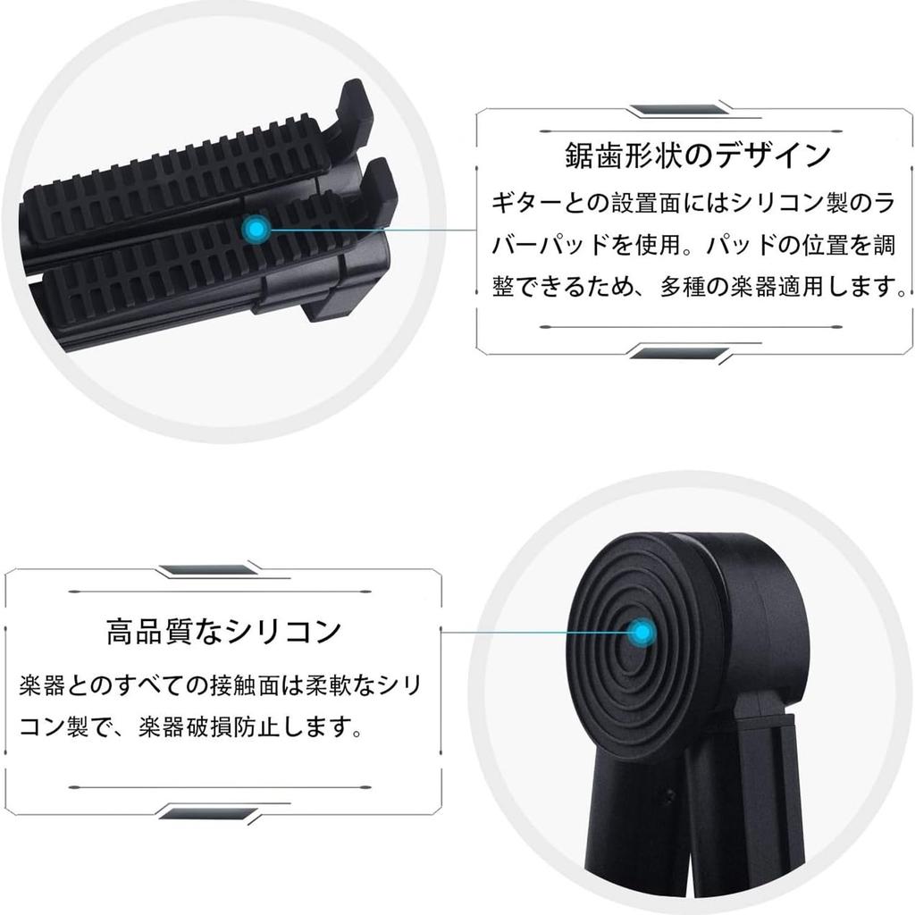 Folding Guitar Aluminum Compact for and Black Stand, Anti-Tip, Adjustable, High-Strength Alloy, Lightweight, (Suitable Guitars, Basses, Ukuleles,