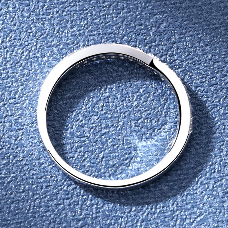 V Shape Wishbone Moissanite Wedding Band Rhodium Plated S925 Silver Pave Stone Stackable Women Matching Ring Trendy GRA