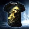 3D Flaming Skeleton Printed T-Shirt Halloween Men's Oversized Casual Short Sleeve T-Shirt 2025 New Daily Home Party Costume Tops