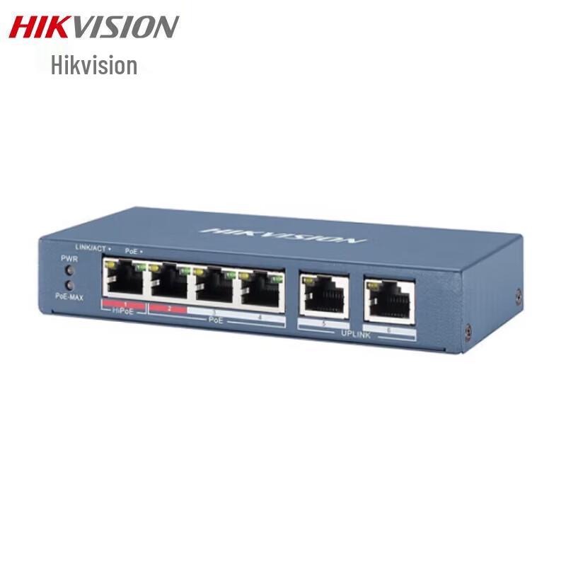 

Hikvision 4+2 Port 100Mbps PoE Switch CN plug (adapter included)