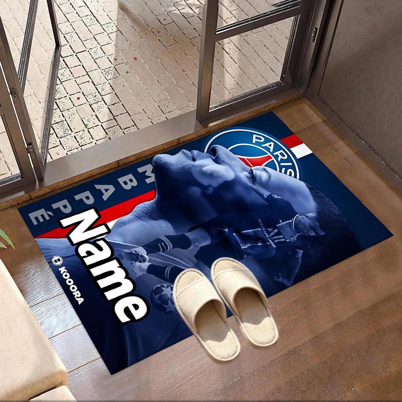 Custom Name Personalized Kylian Mbappe Print Carpet, Versatile Home Decor Rug, for Playroom, Apartment, Balcony, Entryway, Hallway Gift
