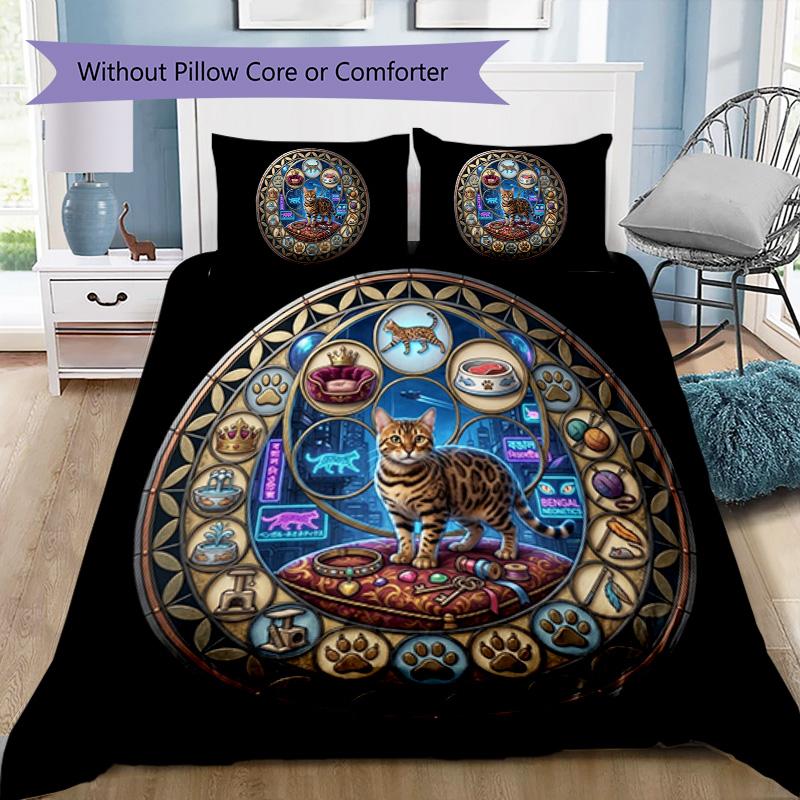 Daemon Core Glass Pattern Bedding,Quilt Set Quilt Cover Pillowcase Home Birthday Gift (1 * Duvet Cover + 2 * Pillowcase, Without Core)