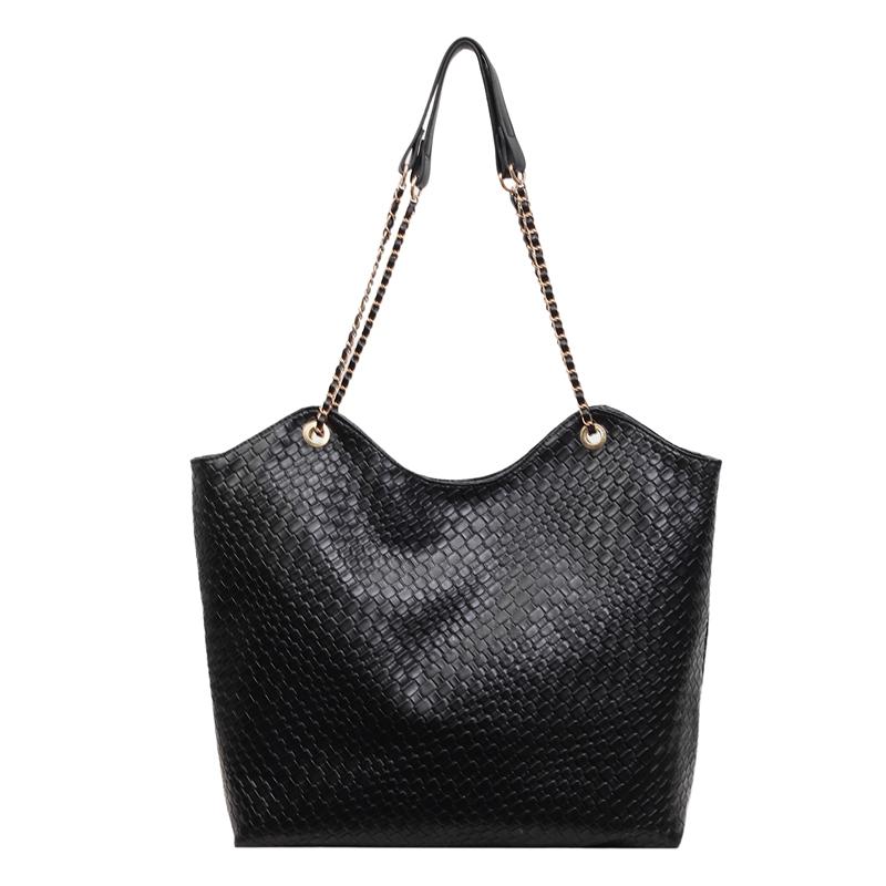 Woven Pattern Tote Bag Large Capacity PU Chain Bag Women's Shoulder Bag