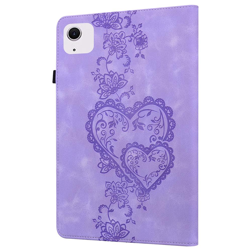 For iPad Air 11 (2025)/(2024) Leather Case Heart Imprint Foldable Stand Card Slot Stylus Holder Tablet Cover