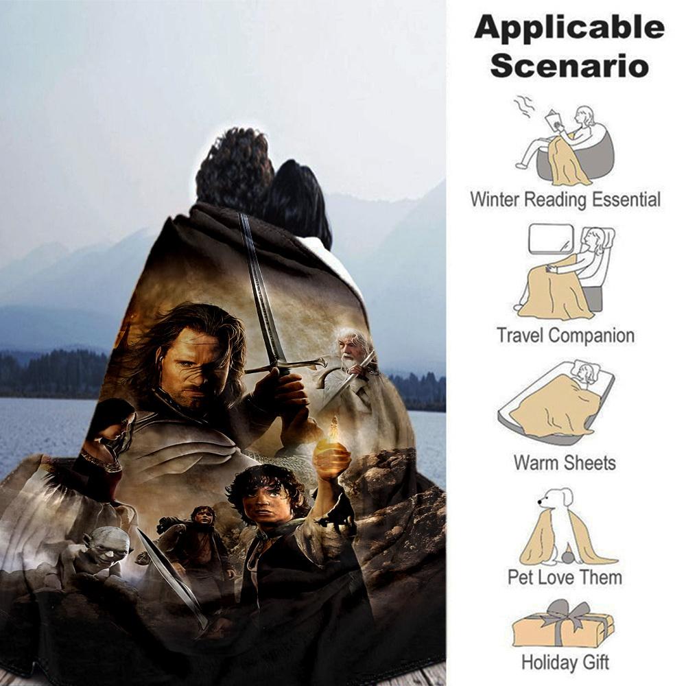 1pc Middle-earth Lord of the Rings Flannel Blanket Soft Warm Throw for Home, Office, Travel, All-Season Cozy Bedding GiftL1114