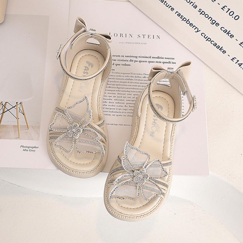 Girls sandals fashion Korean version of the soft-soled open-toed rhinestone student beach shoes