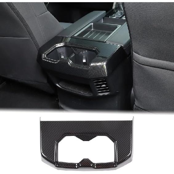 Aunginsy Rear Seat Central Armrest Cup Holder Cup Frame Trim Cover Compatible with Toyota Tundra/Sequoia 2022-2024 2025 Car Back Row Center Console Carbon Fiber Pattern(Rear