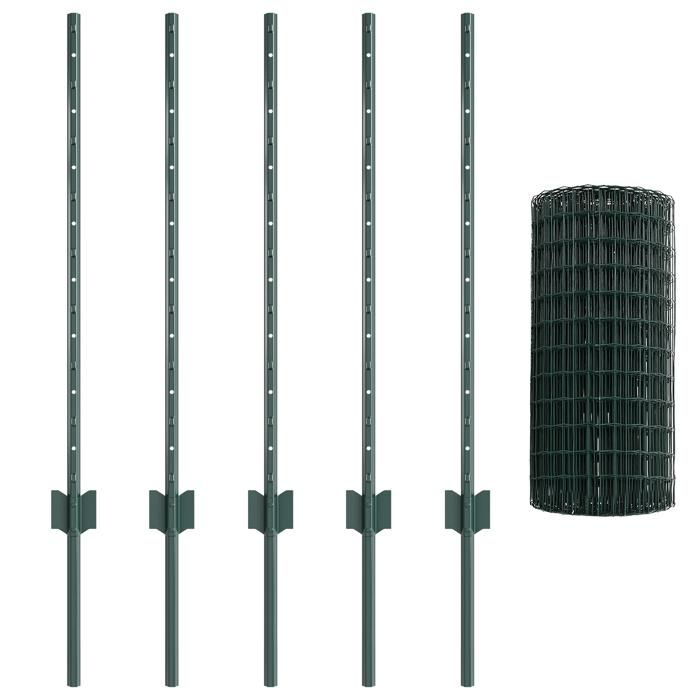 VidaXL Clôture Euro avec 5 poteaux en U Verte 0,8x10 m Acier 3335966