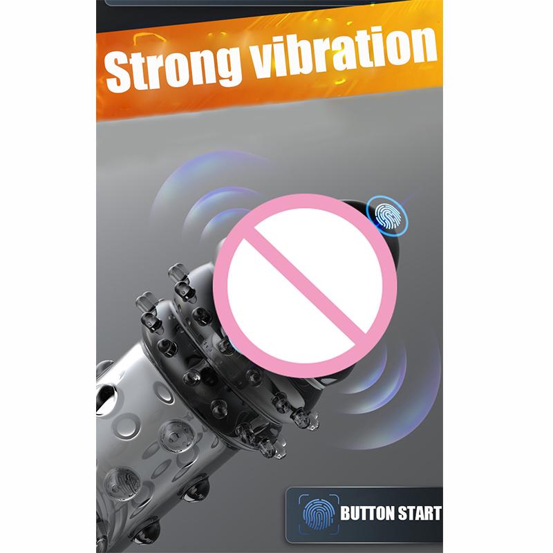 Reusable Penis Extension Sleeve Delay Ejaculation Cock Cover Penis Extender Vibrator Sex Toys For Men Adults Products