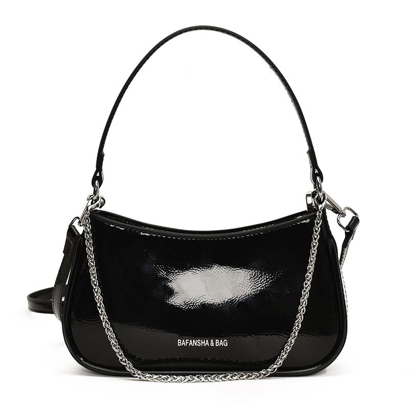 Korean Light Luxury Niche Texture Retro Chain Portable Underarm Bag Versatile Simple Commuter Solid Color Messenger Bag Women