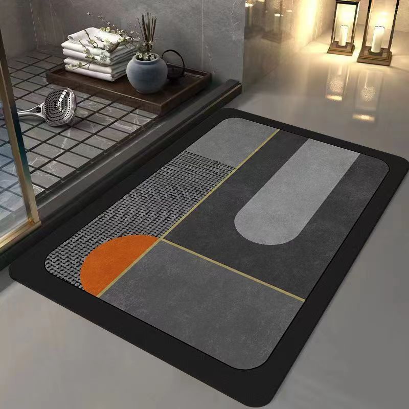 Thickened diatomaceous earth suction, rubber anti slip, light luxury bathroom door anti fouling quick drying door floor mat