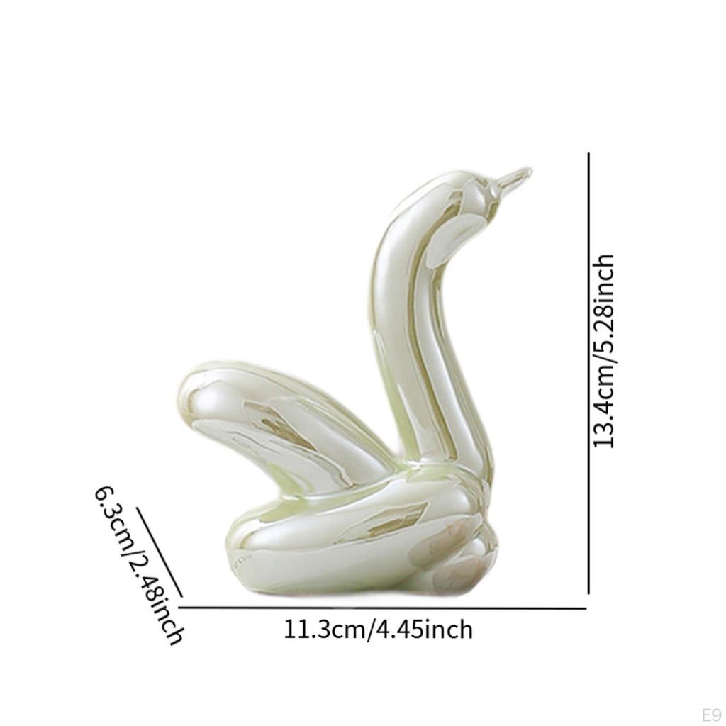Ceramic Swan Statue Table Decoration Glazed Home Decor for Office Desk Entry