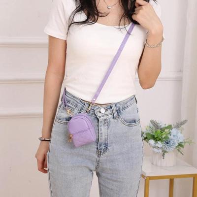 Portable Coin Purse New PU Leather Solid Color Crossbody Bag Lightweight Mini Makeup Bag Women