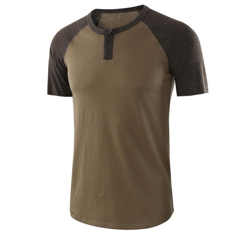 Short Sleeve T-Shirt Men'S, Large Size Custom Casual Loose Henry T-Shirt