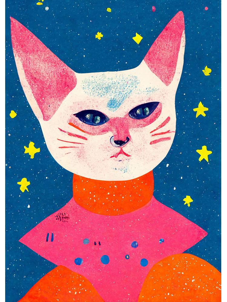 Retro Alien Cat Space Adventure UFO Poster Canvas Painting Abstract Animal Wall Art Picture For Living Room Home Decoration