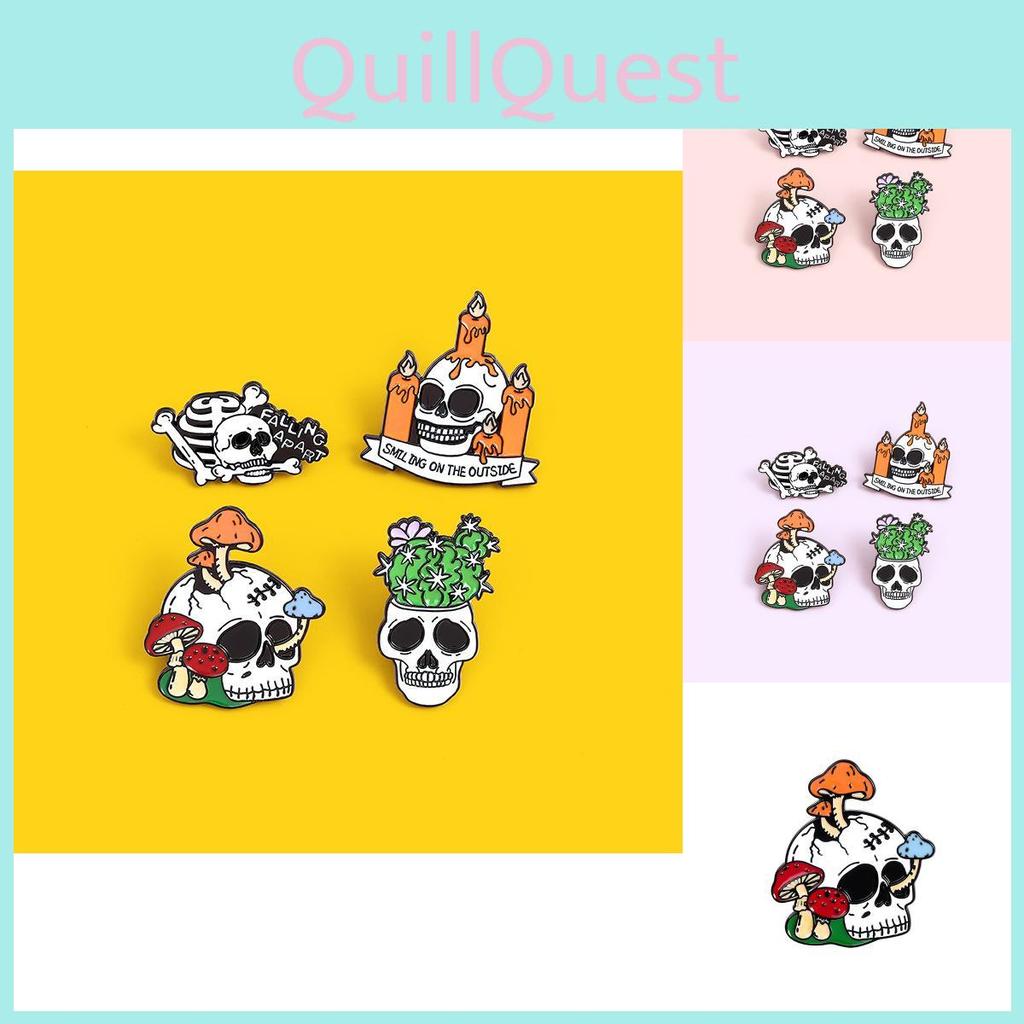 Unique And Stylish Skull-shaped Brooch Pin Candle And Crystal Ball Design For Fashion Lovers