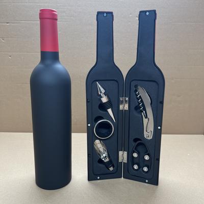 New Wine Opener 5-Piece Set, Household Corkscrew Bottle Opener Kit, Wine Bottle Shaped Gift Set with Box