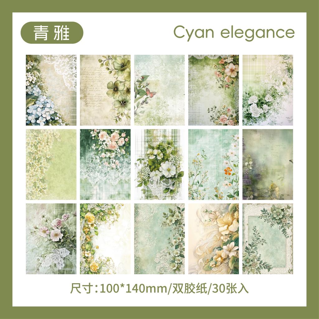30sheets Memo Pad Material Paper Collage Junk Journal Background Decoration Paper DIY Handmade Scrap Book Aesthetic Stationery