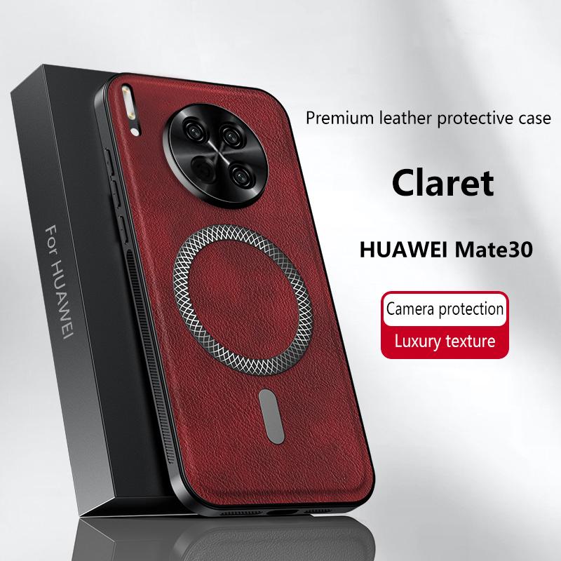 For Huawei Mate 30 Case Magnetic Elegant Leather Wear-Resistant Lens Fully Covered Non-Slip Grip Edge Cover Shell
